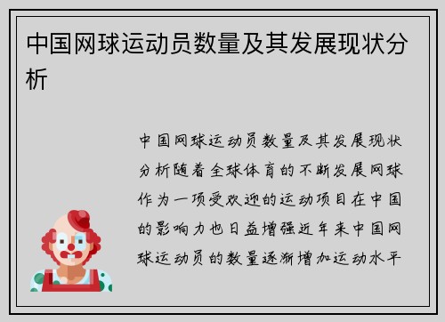 中国网球运动员数量及其发展现状分析